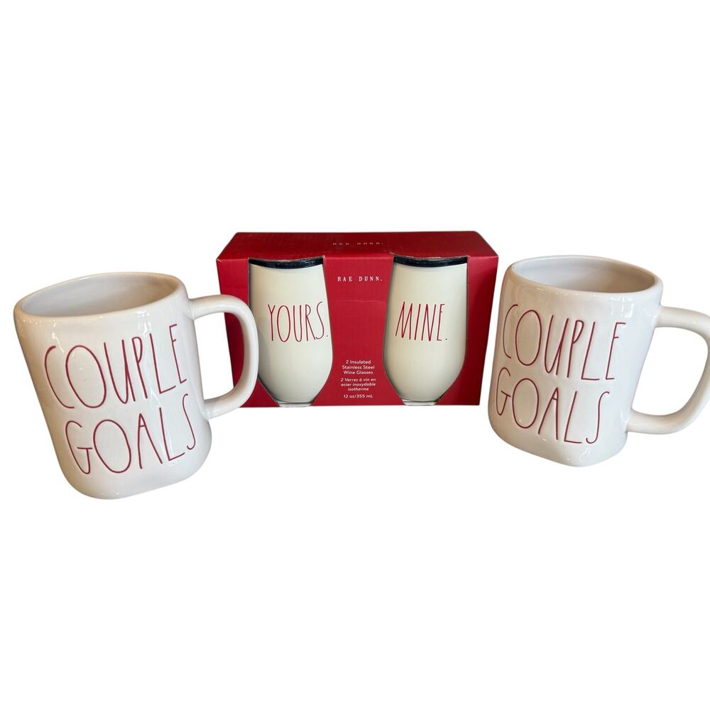 Rae Dunn Love Bundle Wine Glasses Oversized Mugs Kitchen Engagement
